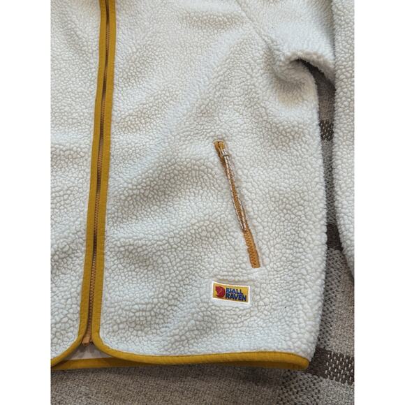 Fjallraven Women’s Vardag Pile Fleece Jacket Chalk White Yellow Large Full Zip - Picture 2 of 8